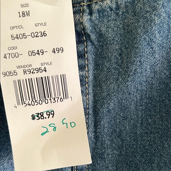 💲 5 for $20 CST Women's Blue Denim Jumper- 18W - Picture 4 of 6